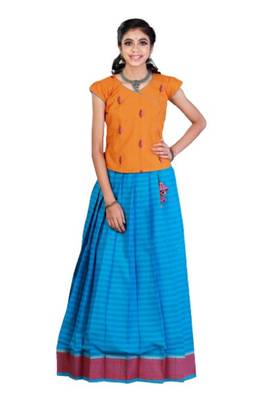 Pure Cotton Plain Border Pavadai Set !!! – AN89SB 1