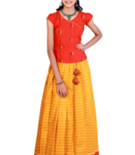 Pure Cotton Plain Border Pavadai Set !!! – AN89YL