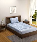 Floral design    Cotton Single Bedsheet With   Pillow Cover   Blue