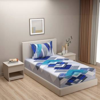 Geometric design    Cotton Single Bedsheet With   Pillow Cover   Green 1