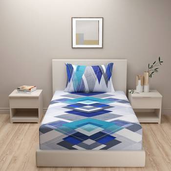 Geometric design    Cotton Single Bedsheet With   Pillow Cover   Green 2