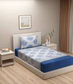 Floral design    Cotton Single Bedsheet With   Pillow Cover   Blue