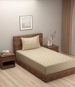 Geometric design  40      Cotton Single Bedsheet With   Pillow Cover   Beige