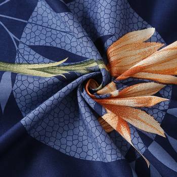Floral design  40      Cotton Single Bedsheet With   Pillow Cover   Navy Blue 3