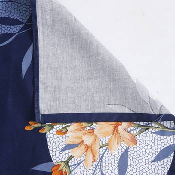 Floral design  40      Cotton Single Bedsheet With   Pillow Cover   Navy Blue 4