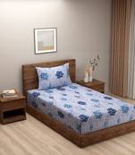 Ethnic Motifs design  40      Cotton Single Bedsheet With   Pillow Cover   Blue