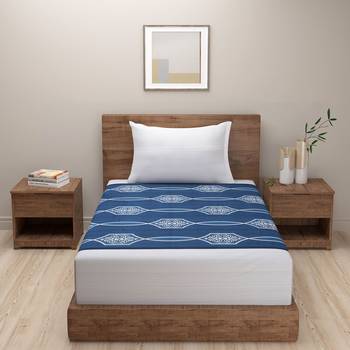 Ethnic Motifs design  40      Cotton Single Bedsheet With   Pillow Cover   Blue 2