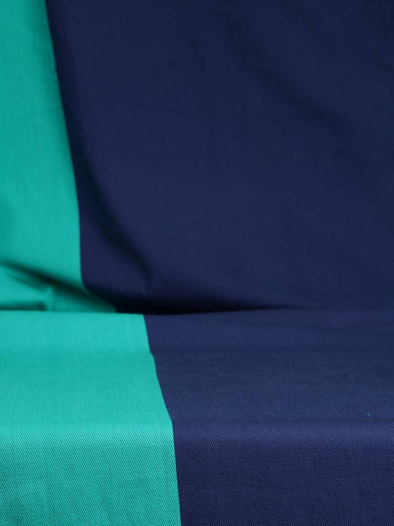 40  Stripes Print Cotton Fitted Double Bed Sheet with   Pillow Cover   Blue  Green