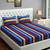 40  Stripes Print Cotton Fitted Double Bed Sheet with   Pillow Cover   Blue  Yellow
