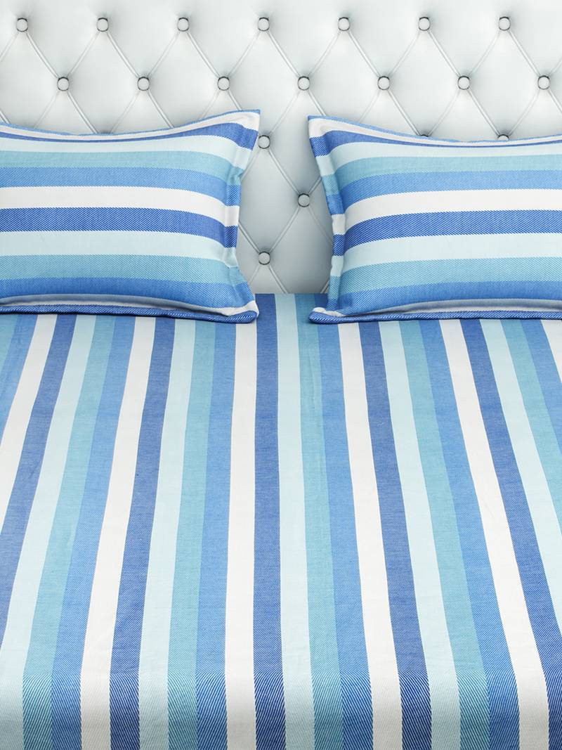 40  Stripe Print Cotton Extra Large Bed Sheet with   Pillow Cover   Multicolorcolour