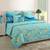 0  Floral Print Cotton Single Bed Sheet with   Pillow Cover   Turquoise  Yellow
