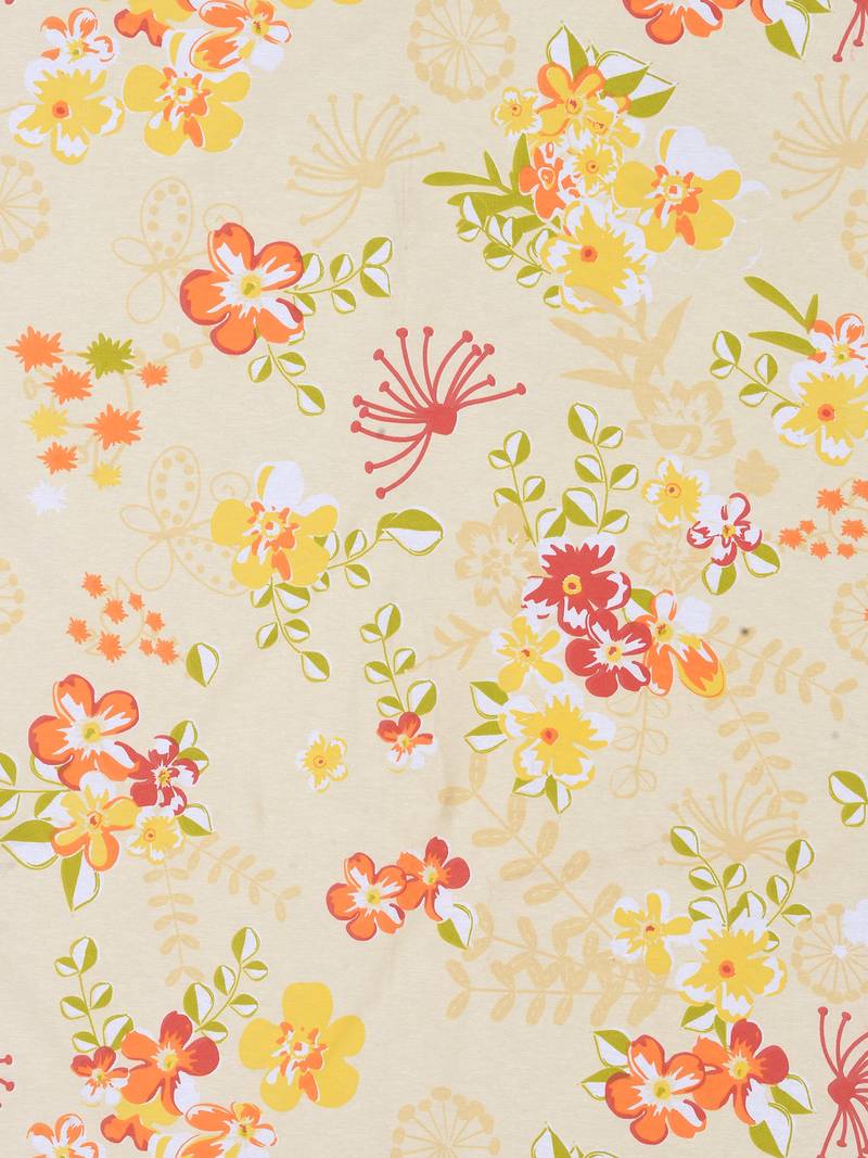 0  Floral Print Cotton Extra Large Bed Sheet with   Pillow Cover   Orange  Yellow
