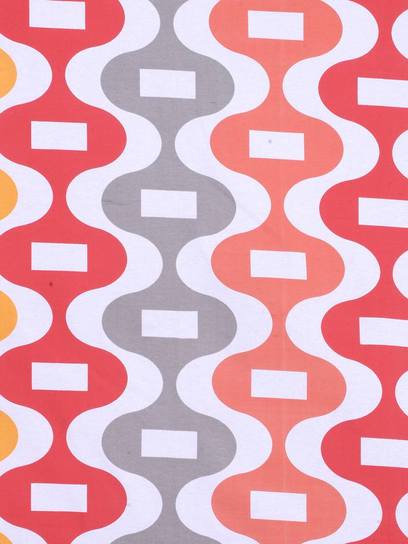 0  Geometric Print Cotton Extra Large Bed Sheet with   Pillow Cover   Orange  White