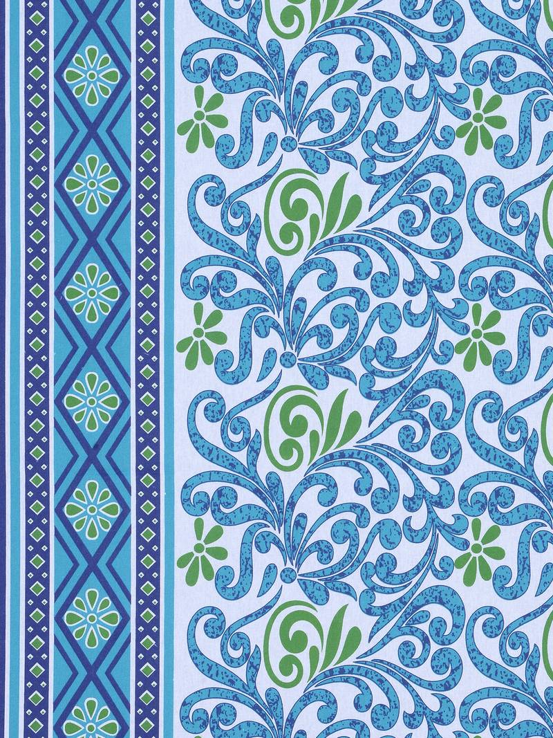 0  Floral Print Cotton Extra Large Bed Sheet with   Pillow Cover   Navy Blue  Blue