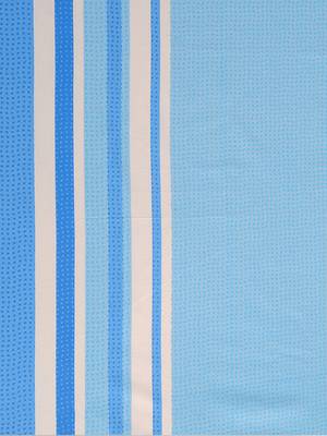 0  Stripes Print Cotton Fitted Double Bed Sheet with   Pillow Cover   Blue  White 4