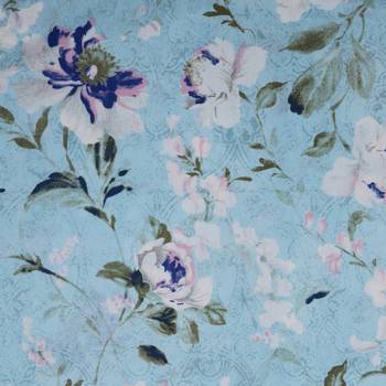 0  Floral Print Cotton Double Bed Sheet with   Pillow Cover   Turquoise 4