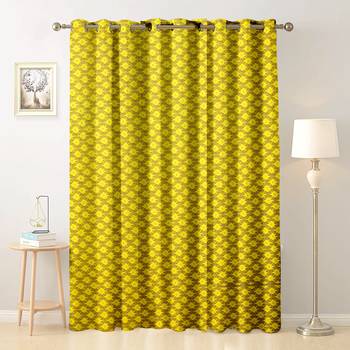 Yellow polyester Printed Net  curtain 1