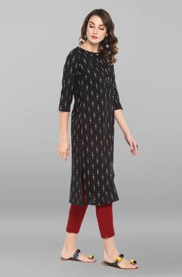 Black printed cotton kurta 3