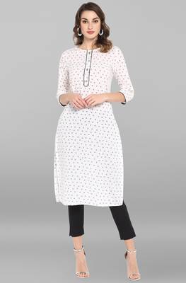 Janasya White printed cotton kurta 1