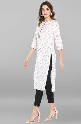 Janasya White printed cotton kurta 2