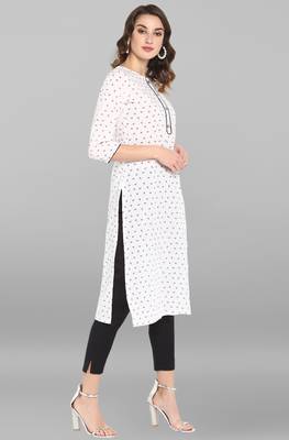 Janasya White printed cotton kurta 3