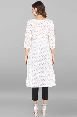 Janasya White printed cotton kurta 4