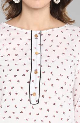 Janasya White printed cotton kurta 5