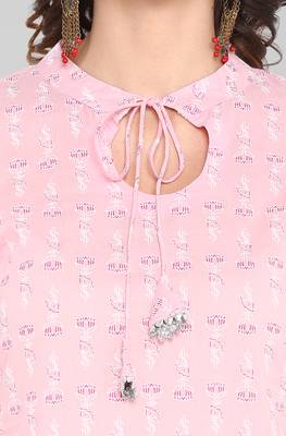 Pink printed cotton kurta 5