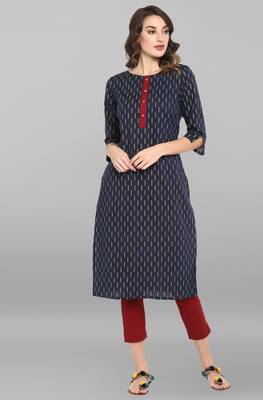Blue printed cotton kurta 1