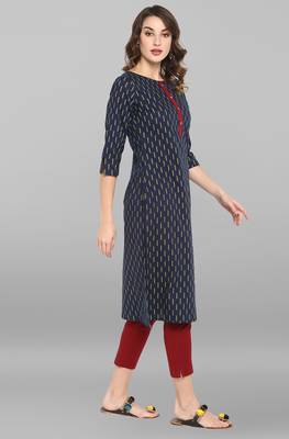 Blue printed cotton kurta 3