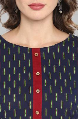 Blue printed cotton kurta 5