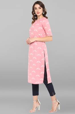 Pink printed cotton kurta 3