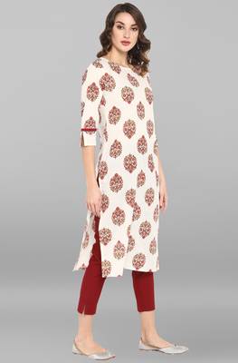 White printed cotton kurta 3