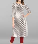 White printed cotton kurta