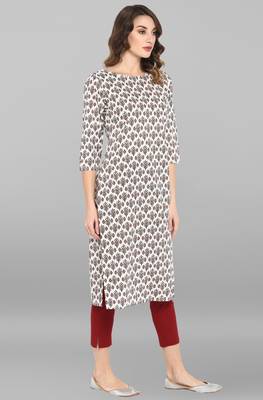 White printed cotton kurta 3