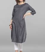 Janasya Grey printed rayon kurta