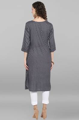 Janasya Grey printed rayon kurta 4