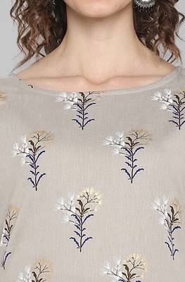 Janasya Grey printed cotton kurta 4