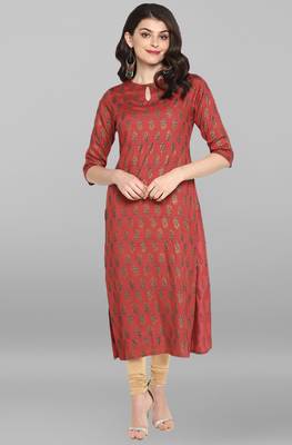 Maroon printed rayon kurta 2