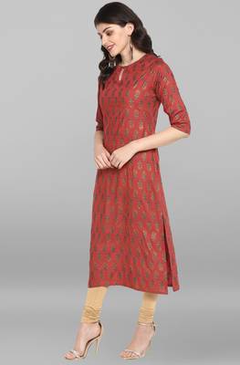 Maroon printed rayon kurta 3
