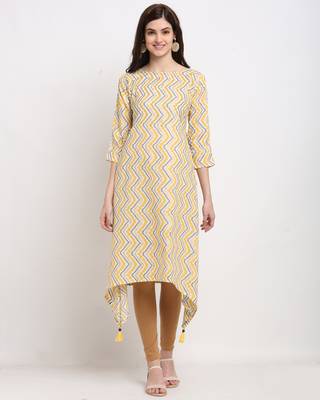White printed cotton ethnic-kurtis 1