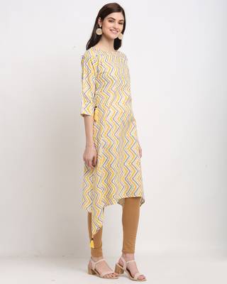 White printed cotton ethnic-kurtis 4