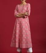 Pink printed cotton kurta