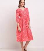 Pink printed cotton ethnic-kurtis