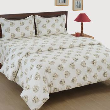 50  Geometric Print Cotton Satin Double Bed Sheet with   Pillow Cover 1