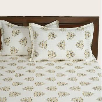 50  Geometric Print Cotton Satin Double Bed Sheet with   Pillow Cover 6