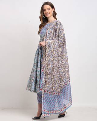 Blue printed cotton ethnic-kurtis 3