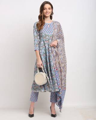 Blue printed cotton ethnic-kurtis 4