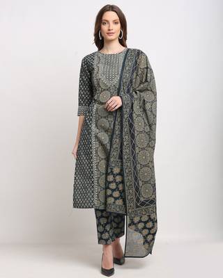 Blue embroidered cotton ethnic-kurtis 1