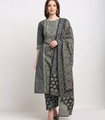 Blue embroidered cotton ethnic-kurtis